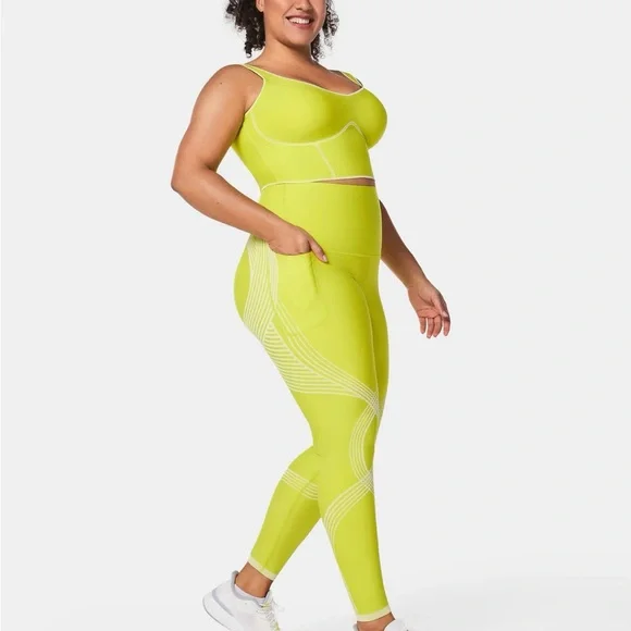 Fanka Power Sculpt, side pocket, full length leggings in Citron/Lemonade - Picture 1 of 11